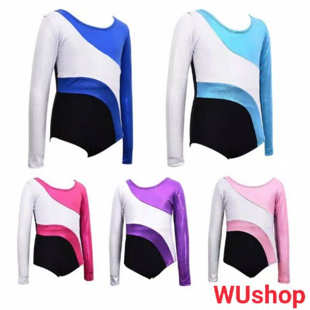 LEOTARD Putri lengan panjang senam Gymnastic ballet dansa