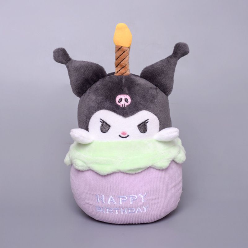 Ready Stock !!! New Sanrio Cartoon Birthday Cake Shape Kuromi Melody with Musical Candle Plush