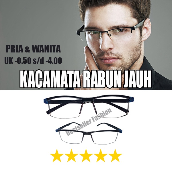 KACAMATA MINUS ANTI RADIASI BLUERAY UKURAN -0.50 S/D -4.00 MODEL SEMI RIMLESS UNTUK PRIA WANITA NOCASE