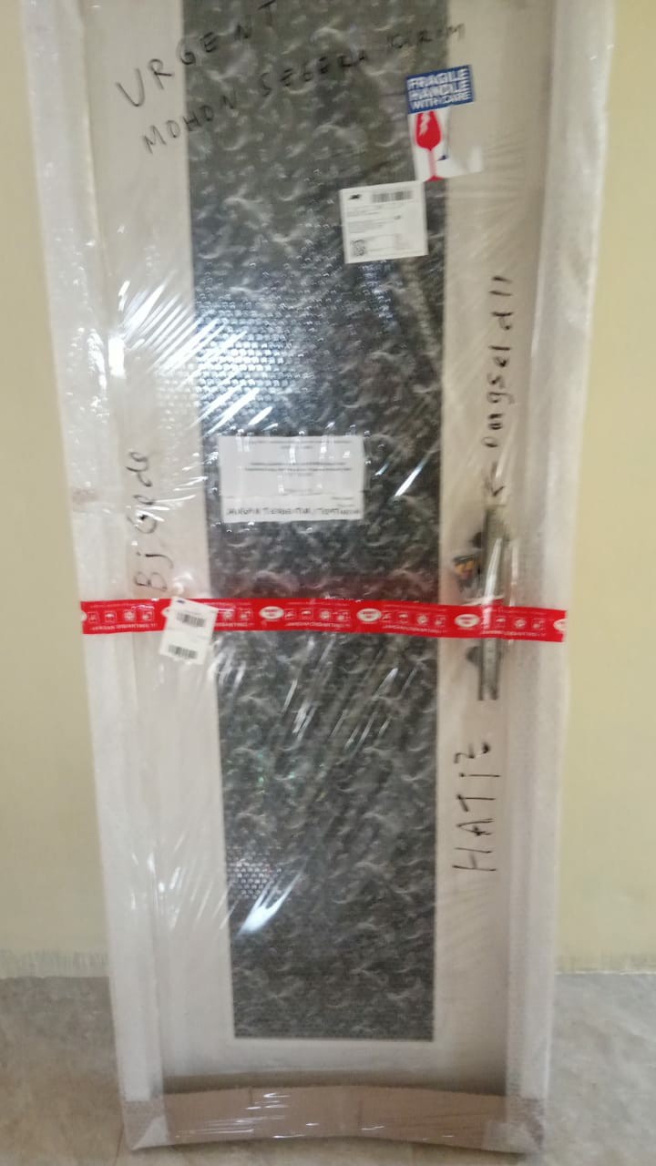 Pintu Kamar Mandi Pvc Motif Lukisan Batik Hitam Ukiran Hologram Minimalis