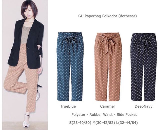 

GU Uniqlo Paperbag Polkadot Pants Termurah