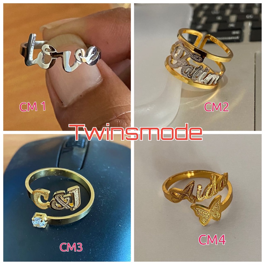 Cincin Request Nama Tersedia 2 Warna Gold Silver Perak Kilau Seperti Emas Asli Anti Karat