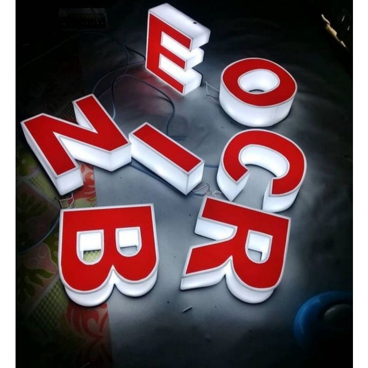 HURUF TIMBUL ACRYLIC, AKRILIK HURUF TIMBUL DITAMBAH LED REQUEST BEBAS