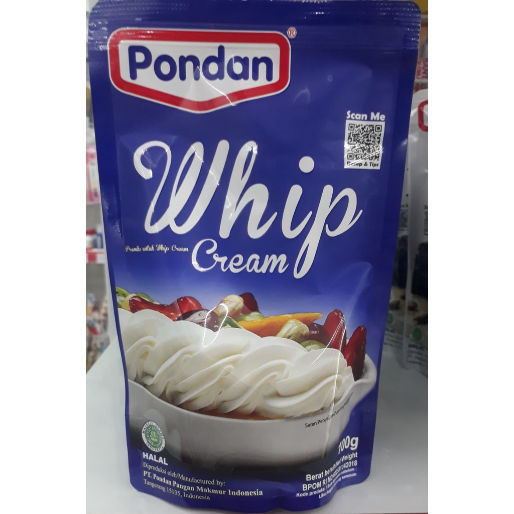 Pondan Whip Cream Pouch 100 gr - Whip Cream Bubuk 100gr