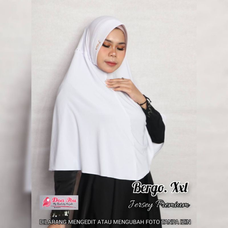 HIJAB SERUT PITA BELAKANG JERSEY SUPER PREMIUM ORI DOI KHUSUS PUTIH SEKOLAH