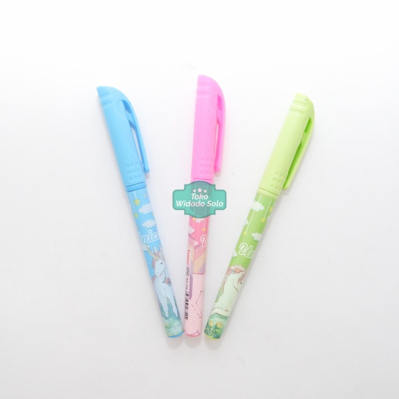 

1 BUAH Pulpen Gel Unicorn Fancy Hitam Eselon Bolpen Fancy
