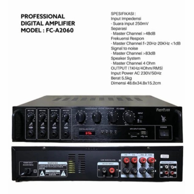 AMPLIFIER FIRSTCLASS FC A2060 AMPLIFIER TOA FIRST CLASS FC A 2060