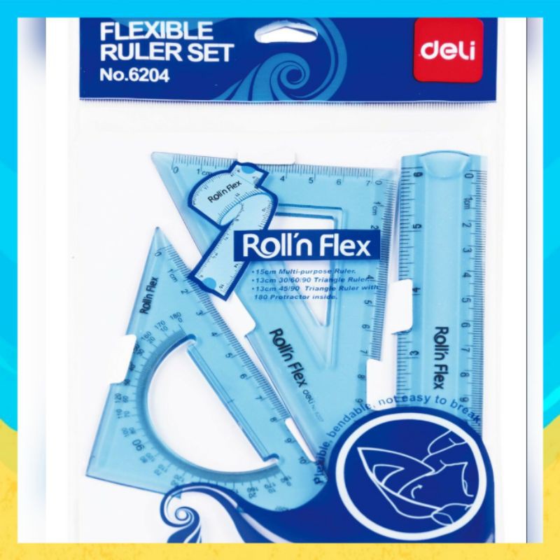 

Deli Penggaris set 6204 isi 3 pcs/ Deli Ruller set / Segitiga set deli