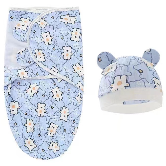 Bedong Bayi topi bayi baby swaddle selimut bayi Swaddle me Instan newborn blanket wrap zip instant swaddle