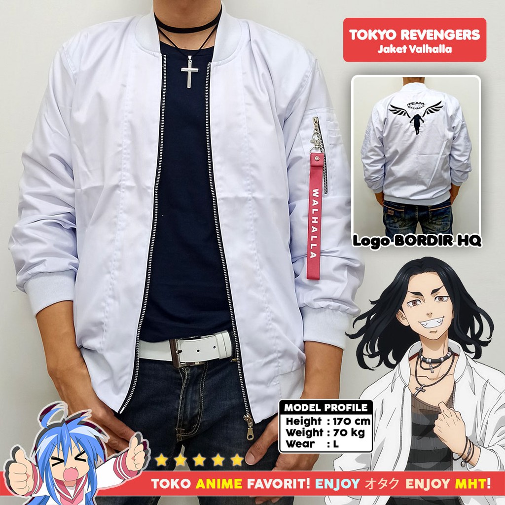 Jaket Bomber Anime Tokyo Revengers Valhalla Keisuke Baji Kazutora Hanemiya Manga Version White Putih