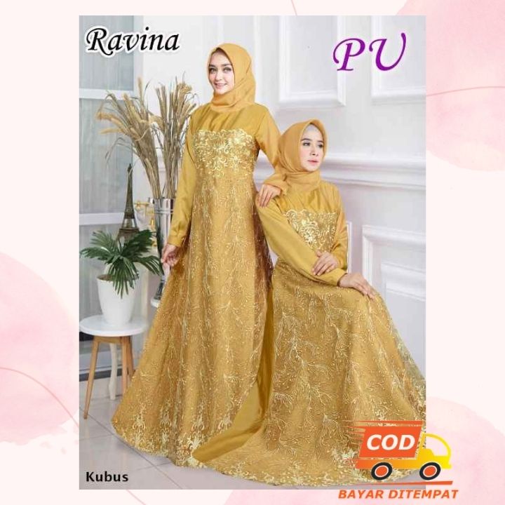 [SIAP KIRIM] RAVINA DRESS MUSLIMAH BROKAT TILE / GAUN PESTA MUSLIM READY SERAGAMAN BRUKAT TILLE JUMB