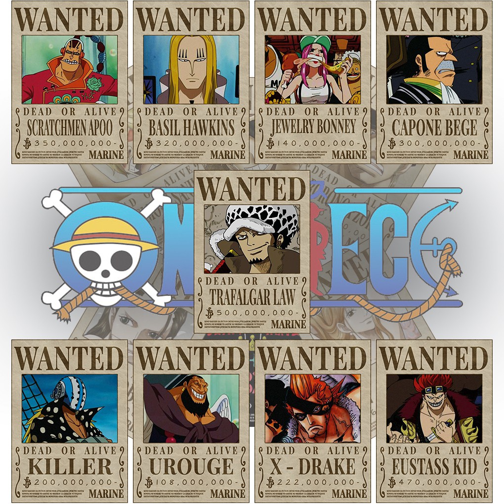 Poster Anime One Piece Bounty Wanted Supernova - Size A4+ A3+
