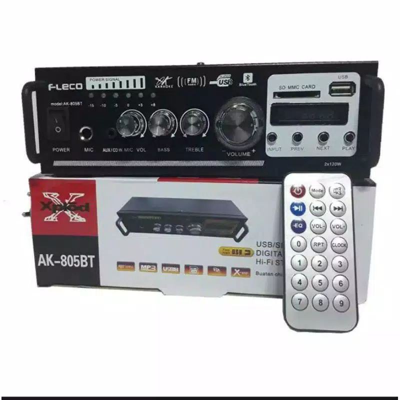 Power Amplifier Fleco Ak805Bt Karaoke Stereo/Ampli Bluetooth Ak805BT Remote/Amplifier Digital Player