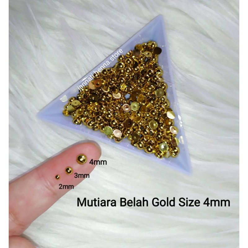 MUTIARA BELAH  GOLD size 4mm AKSESORIS HENNA NAIL ART HALF PEARL MANIK-MANIK HENNA ART