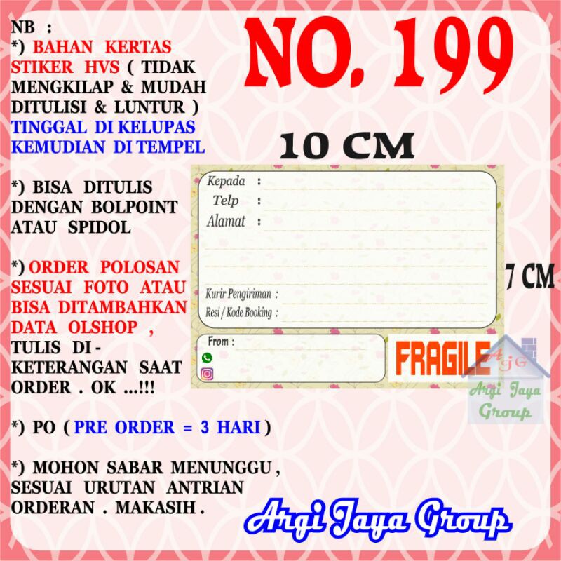 

Stiker HVS - Stiker Pengiriman - Sticker Alamat Olshop Murah Nomer 199-10x7cm
