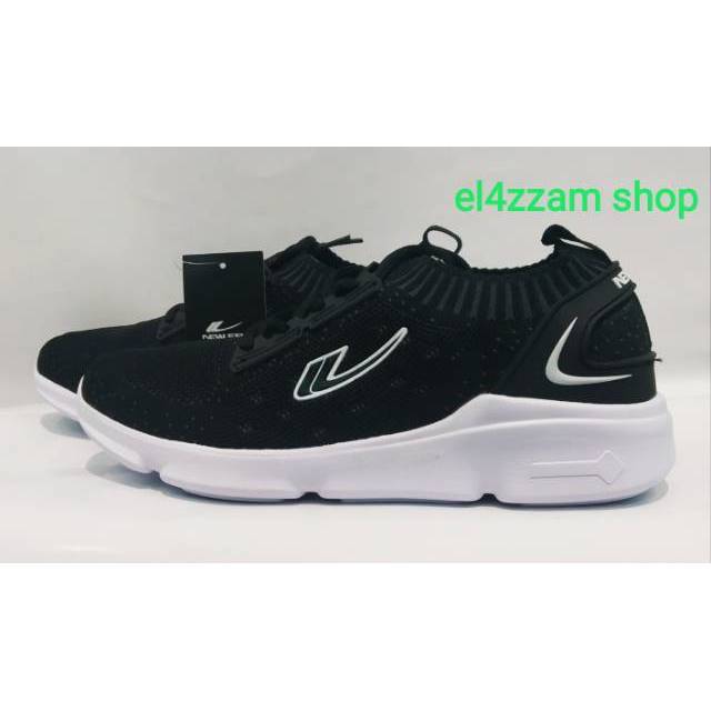 New era Asher Sepatu Pria Slip on Sepatu Casual Rajut Warna Hitam Abu Putih