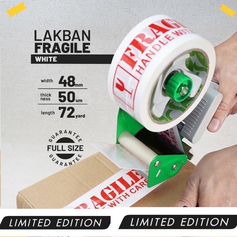 GROSIR TAPE LAKBAN ISOLASI MERAH PUTIH ORIGINAL UKURAN REAL SEGEL BARANG