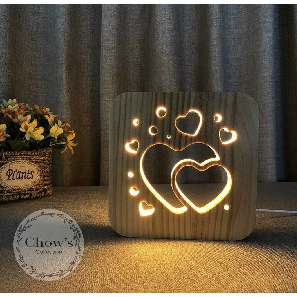 Lampu Hias 3D LED Kayu / Lampu Tidur Karakter Lucu / Wooden Lamp 3D / Lampu Meja / Desk / LED Lamp