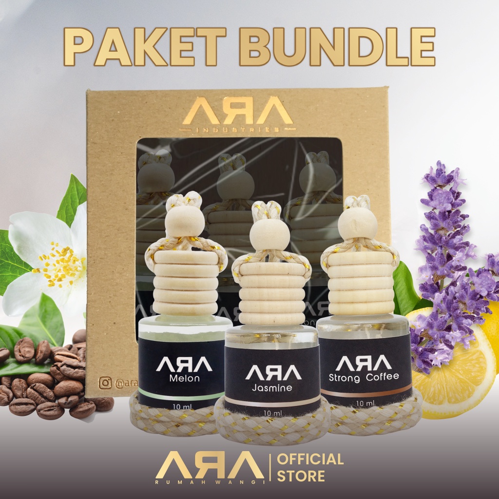 rumah wangi ara   paket 3 pcs parfum mobil   pengharum mobil aroma terapi   ara essential oil