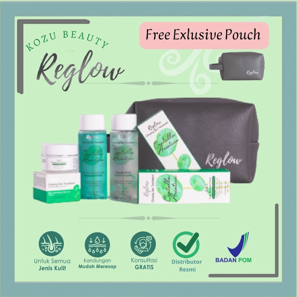 Reglow Paket Series Glowing Treatment Skin Original 100% BPOM Free Exlusive Pouch / Paket Perawatan 
