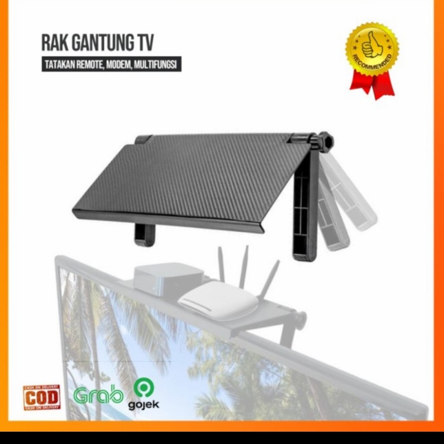 Tempat gantung tv modem remote wifi screen monitor komputer hp lcd rak gantung serbaguna mini kayu