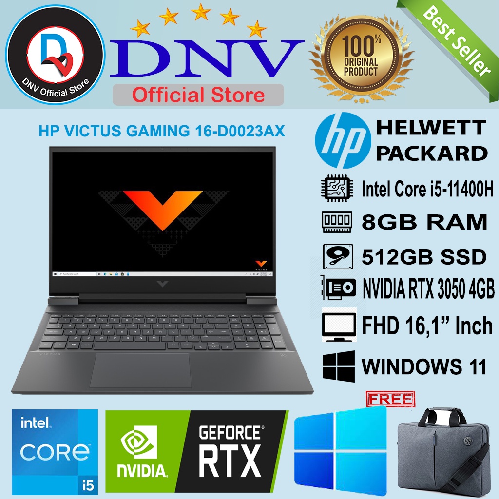 HP GAMING VICTUS 16-D0023AX| Core i5-11400H 8GB 512GB RTX3050 4GB 16"1FHD W11