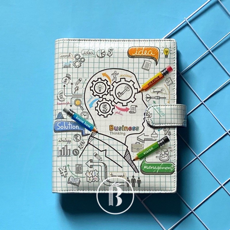 

Binder READY Motif Doodles Business Thinking Printing Kulit Multiring 20ring A5 26ring B5