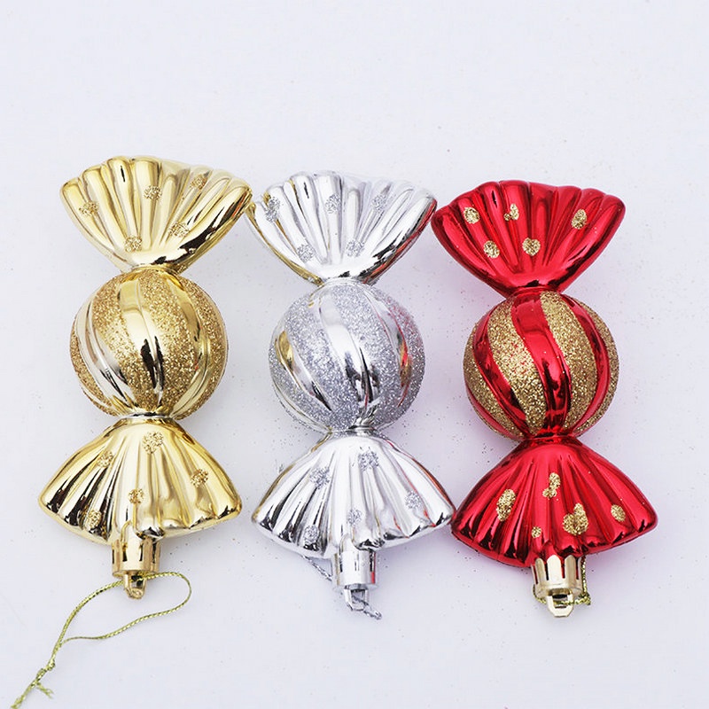 5pcs Ornamen Gantung Permen Bahan Plastik Warna Rose Gold Untuk Dekorasi Pohon Natal