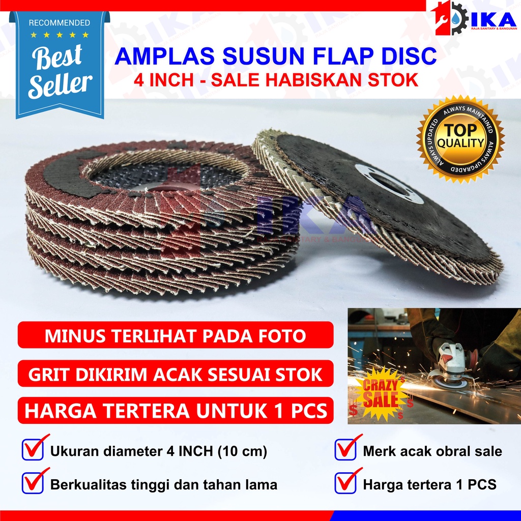 Amplas Susun 4&quot; / FLAP DISC 100x16mm Gerinda Amplas Susun 4inch Amplas Susun 4&quot; / FLAP DISC 100x16mm Grid 40-400 Mata Batu Gerinda atau Grinda Kertas Amplas Susun Bulat