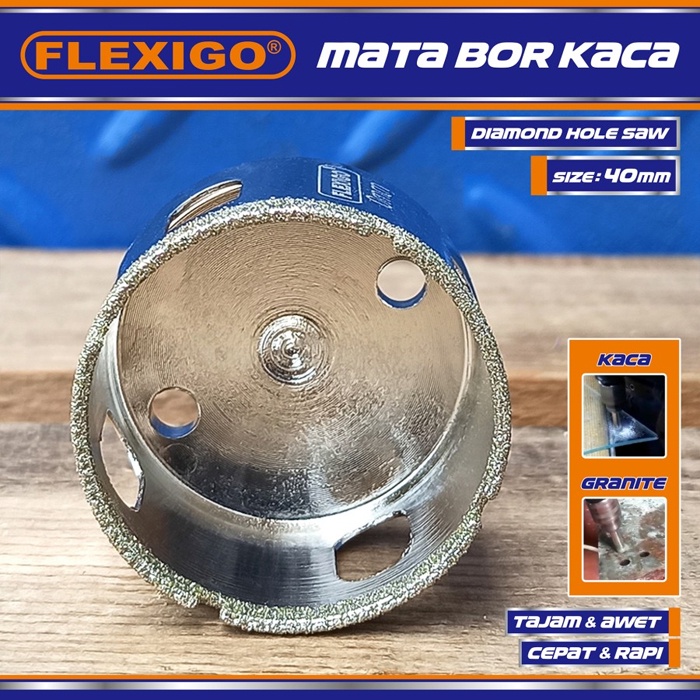 Mata Bor Kaca &amp; Granite uk. 40 mm Original Flexigo Diamond Hole Saw