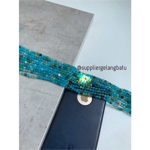 batu aquamarine serat FACETED BEADS 4mm cutting bahan gelang kalung