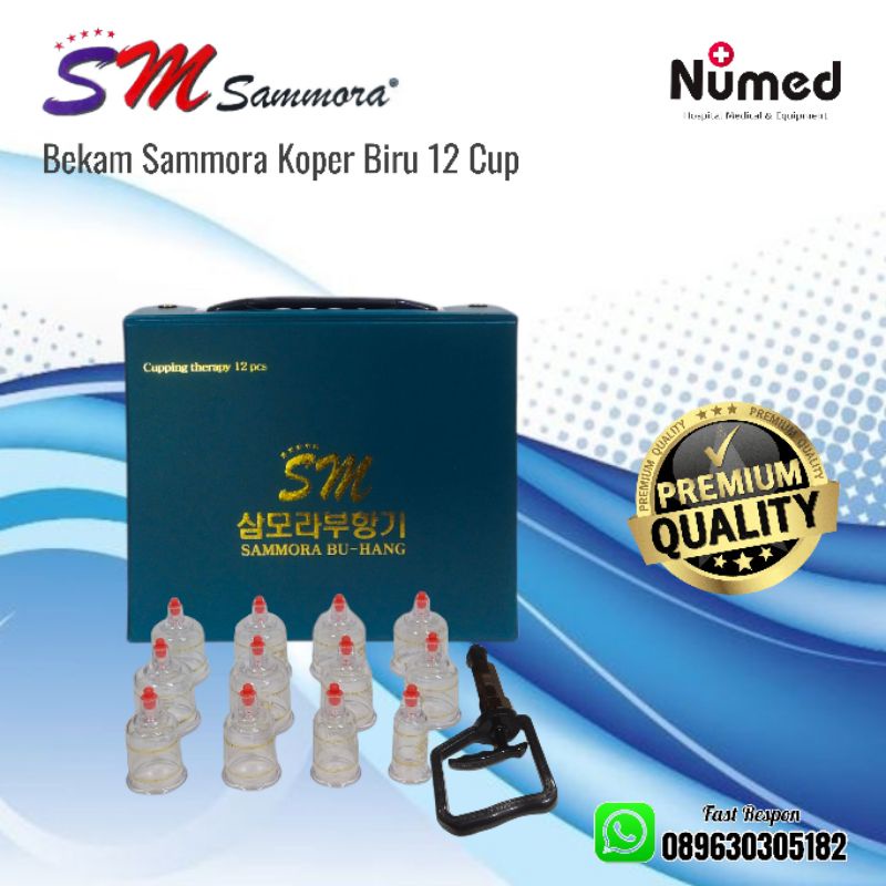 Bekam Sammora Koper Biru isi 12 Kop Original Korea / Theraphy Cupping Set Sammora 12 Cup