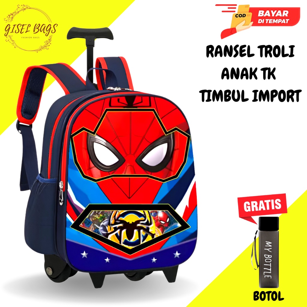 Tas troli anak laki laki tk gambar timbul karakter superhero