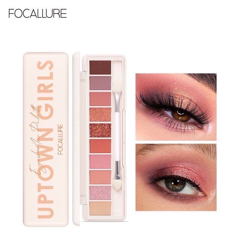 Focallure 10 Shades Palet Eyeshadow 4 Warna Dengan Brush Dua Sisi+Cermin FA158