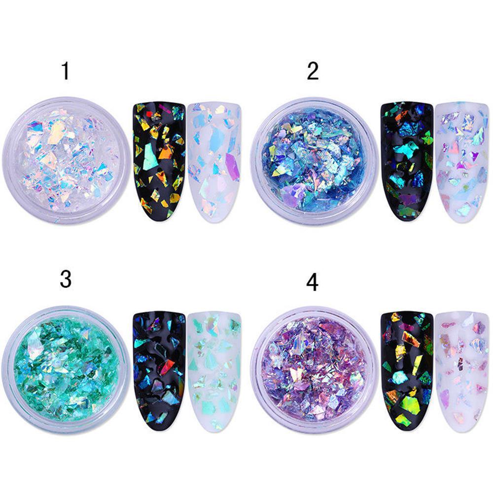 R-flower 4kotak/Set Nail Glitter New Beauty Paillette Kertas Kaca