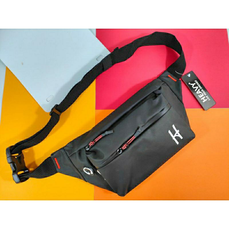 TAS SELEMPANG PRIA HEAVY.BAG. WAIST BAG HEAVY( WATERPROOF) anti air