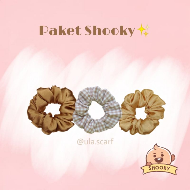 Scrunchies satin premium (FREE GIFT STIKER)- MINI-MEDIUM-Paket Shooky