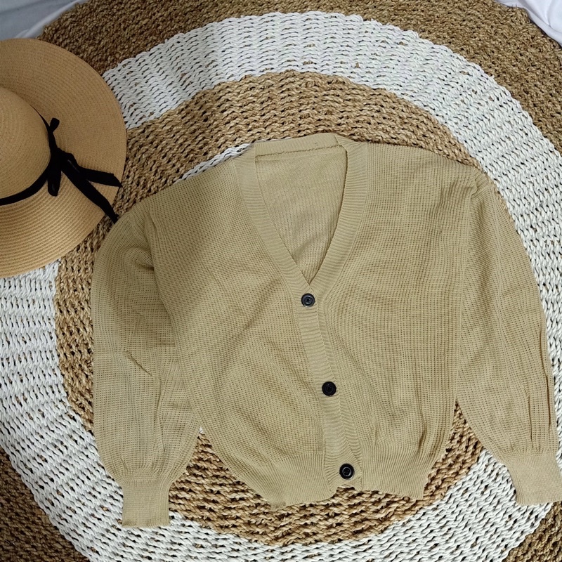 Olivia Cardy Crop / Eireen Crop Cardy / REAL PICT !!!-Cream/Mocca