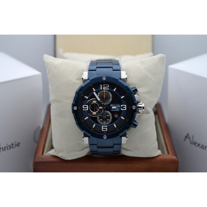 jam tangan pria Alexandre Christie Original AC 6474 MC BIRU SILVER