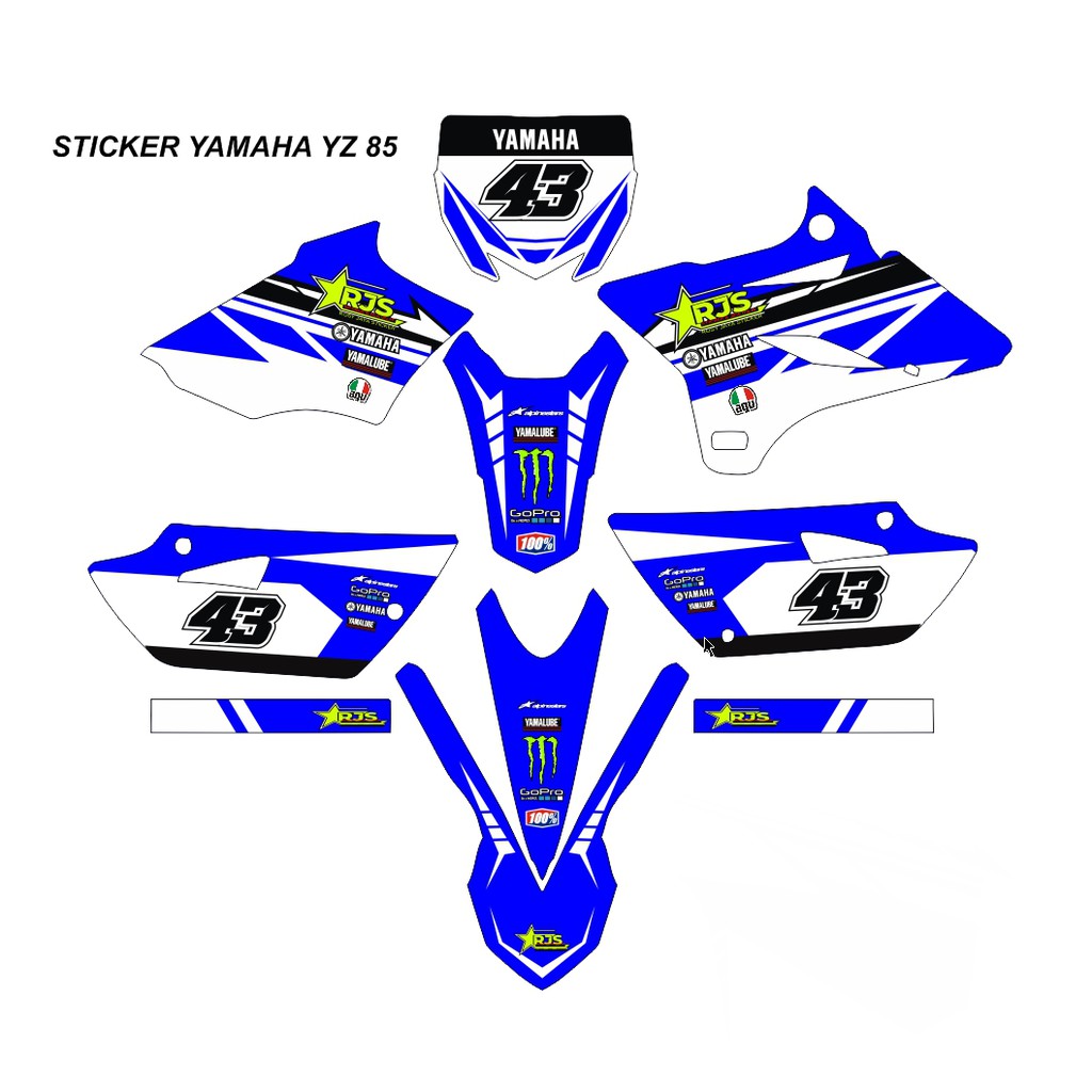 Stiker Decal YAMAHA YZ 85 YZ New YZ Modif Bebek Custom Sticker (10)