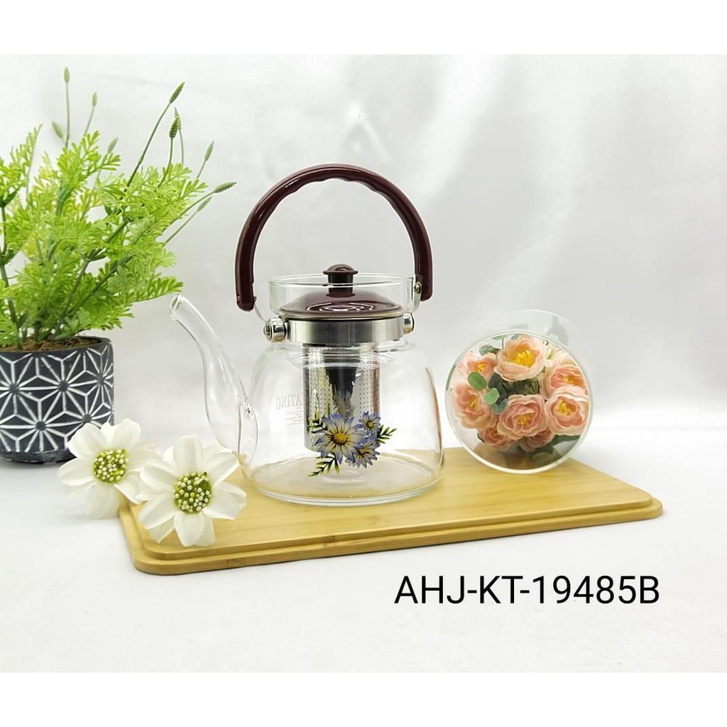 Teko Kaca TahanPanas/MakerTeko Teh Dengan Saringan/GLASS TEAPOT 1200ML