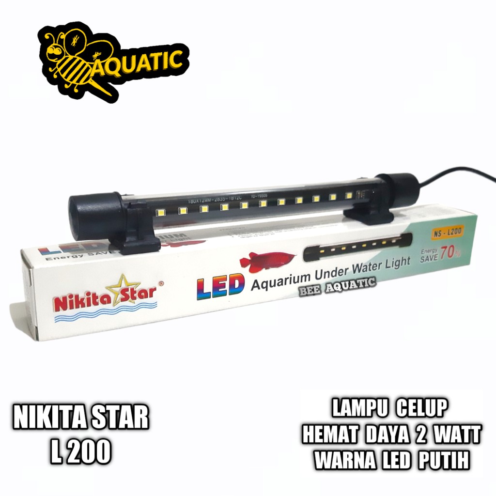 Lampu LED Aquarium Celup 20 Cm - Nikita Star - PUTIH - 2 Watt - Lampu Celup - Lampu Aquarium