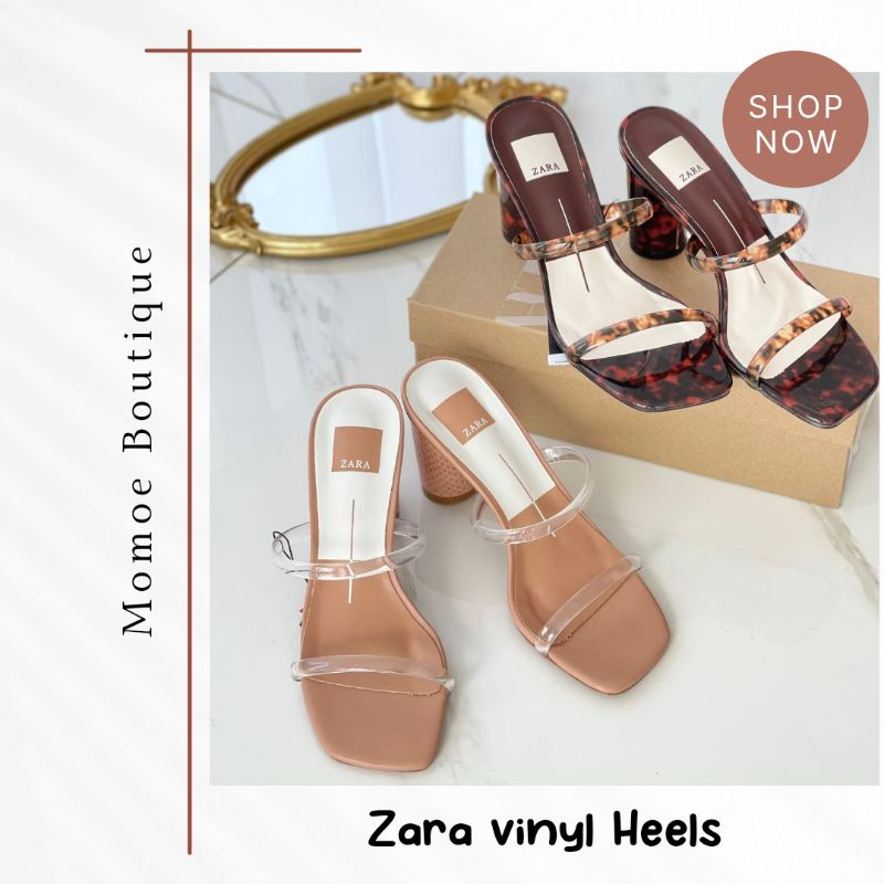 ZS326 Sandal High Heels Wanita Zara Strappy Leopard Vinyl