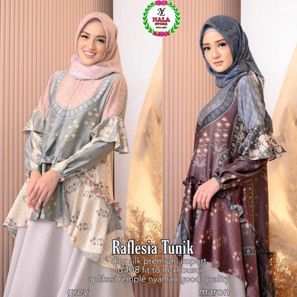 [ COD ] Tunik Motif LD 108 mat. dior silk [ Raflesia Tunik ]