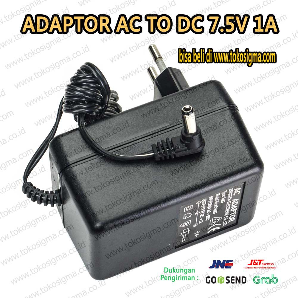 ADAPTOR POWER AC to DC 7.5V 1A jek 5.5 x 2.1mm - 7.5 Volt DC 1000 mA