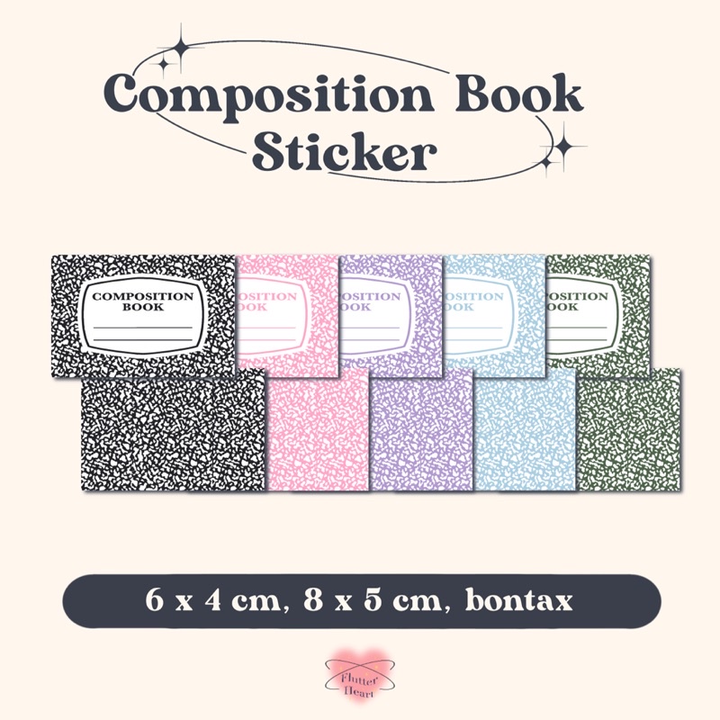 

COMPOSITION STICKER | Aesthetic Sticker | Stiker Label | Stiker Nama | flutterheart