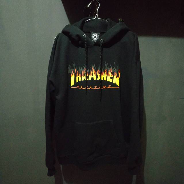 thrasher bbq flame black hoodie