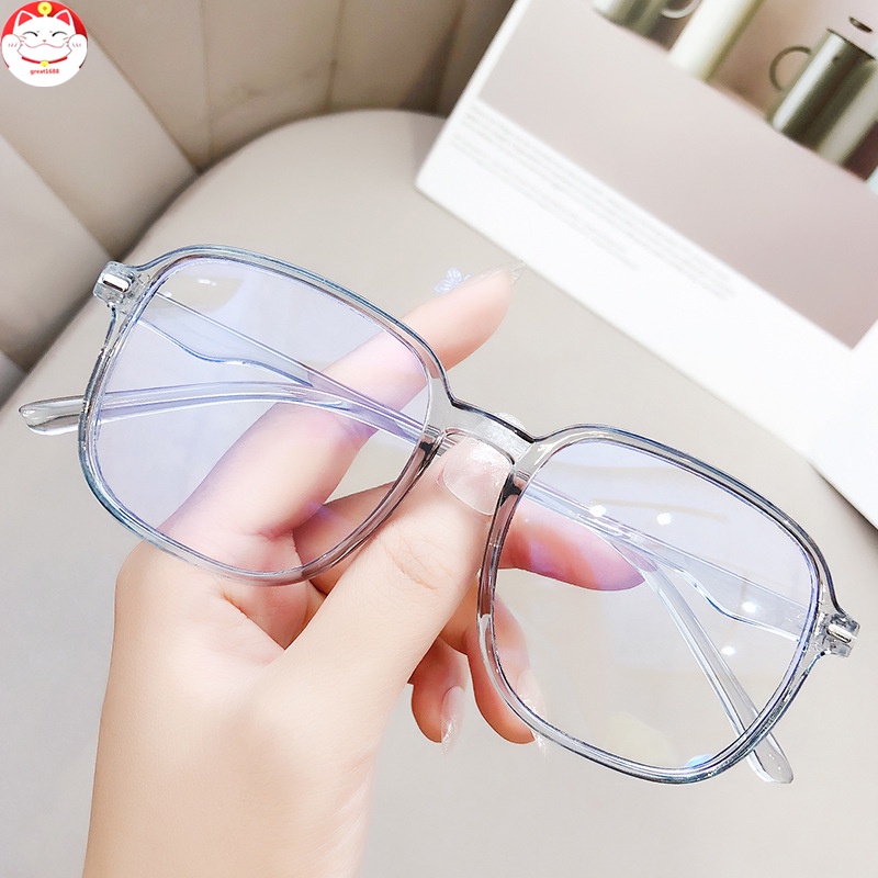 Blue Light Blocking Glasses Big Frame Computer Use Lightweight Anti Eyestrain Retro Flat Mirror Glasses for Women Men