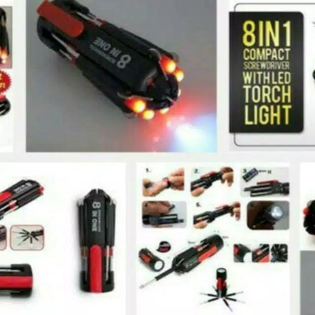 Obeng Set Lampu Senter 8 In 1