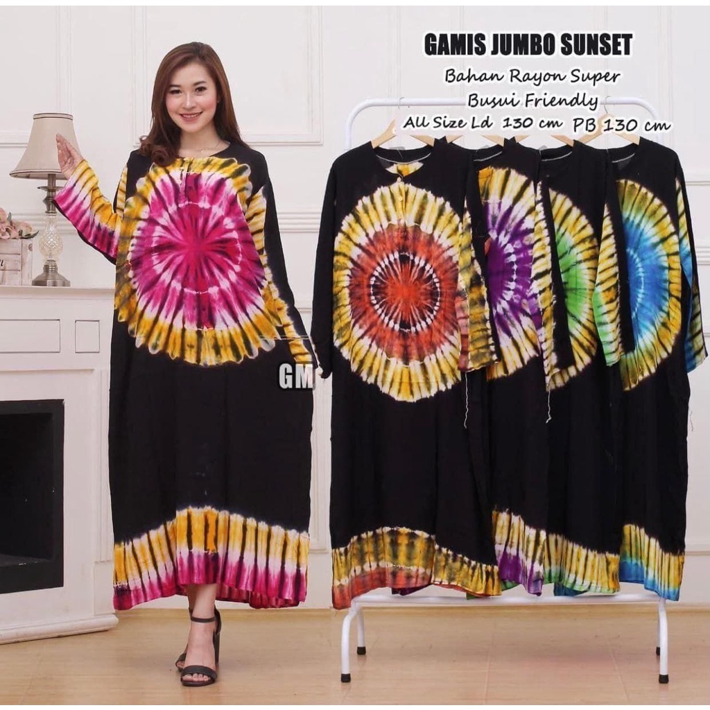 DASTER Longdress Jumbo Batik BUNGA Meranti Hitam  LD 130 - 140 CM | Daster BUSUI KEKINIAN RAYON PREMIUM MURAH ADEM KANCING DEPAN Lengan Panjang Terbaru